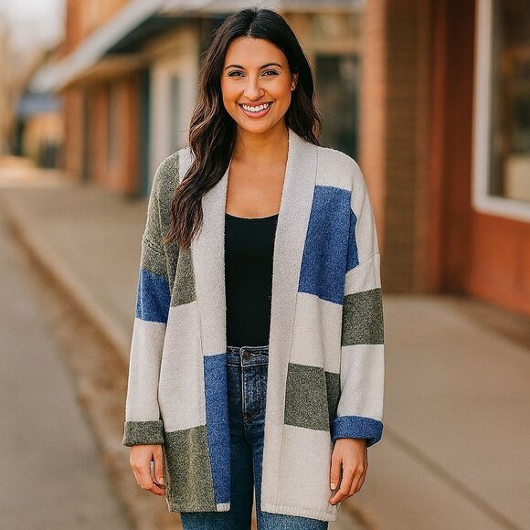 Patchwork Style Open Cardigan - Picture 1 of 5